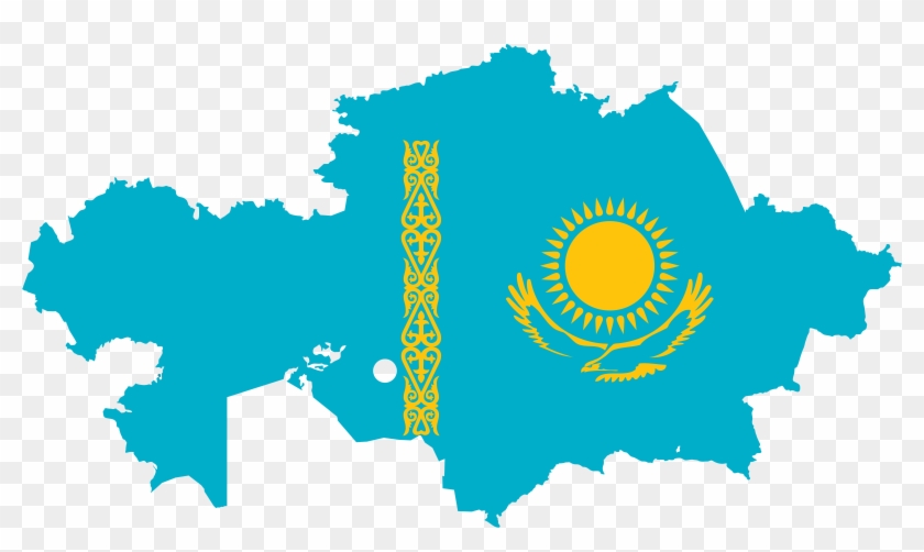 Flag Map - Kazakhstan Flag And Map #1117457