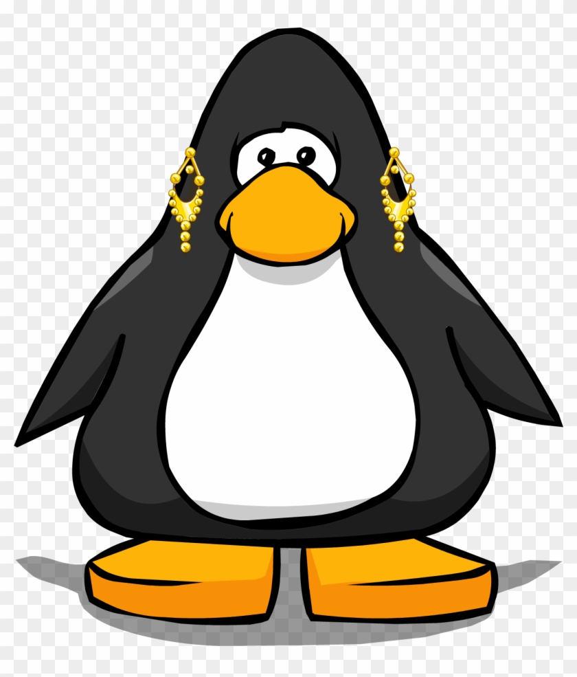 Gold Chandelier Earrings On A Player Card - Club Penguin Boa #1117474