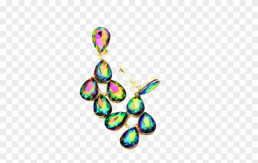 Multi Pear Drop Clip Earrings, Vitrail - Body Jewelry #1117523