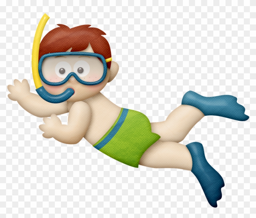 Summer Little Boy Diver Clip Art - Underwater Kids Clipart #1117595