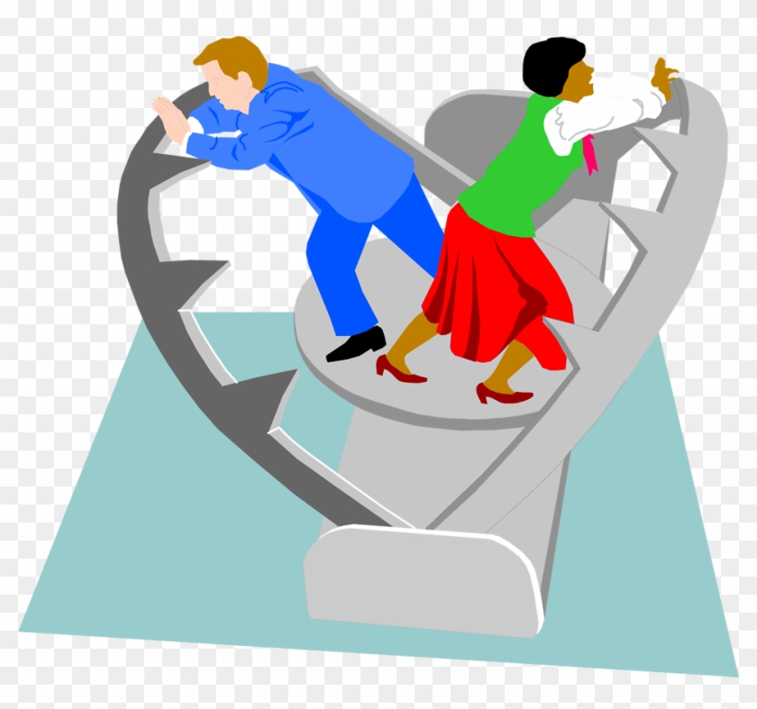 Illustration Of A Man And Woman Trapped In A Trap - Gegeneinander #1117652