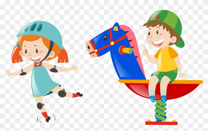 Royalty Free Stock Photography Illustration - Kids Roller Skating Clipart #1117685