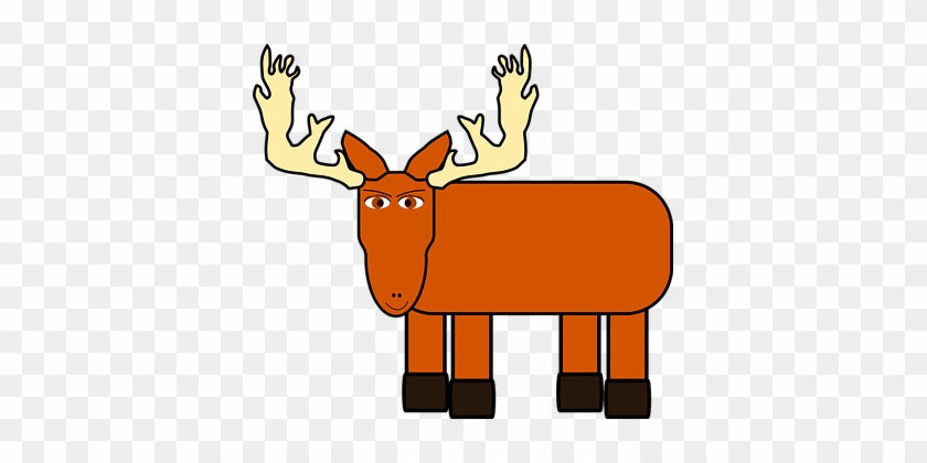 Brown, Moose, Animal, Staring, Antlers - Cartoon Moose Png #1117797