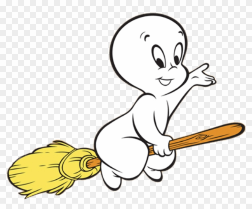 Casper Flying On A Broom - Ghost Casper Png #1118211