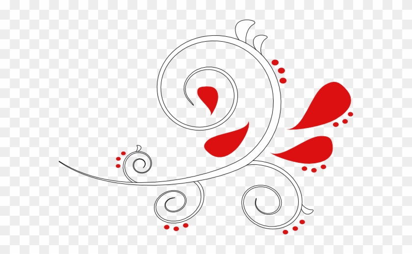 White And Red Paisley Swirl Outline Clip Art At Clker - Gray Swirl Clip Art #1118232