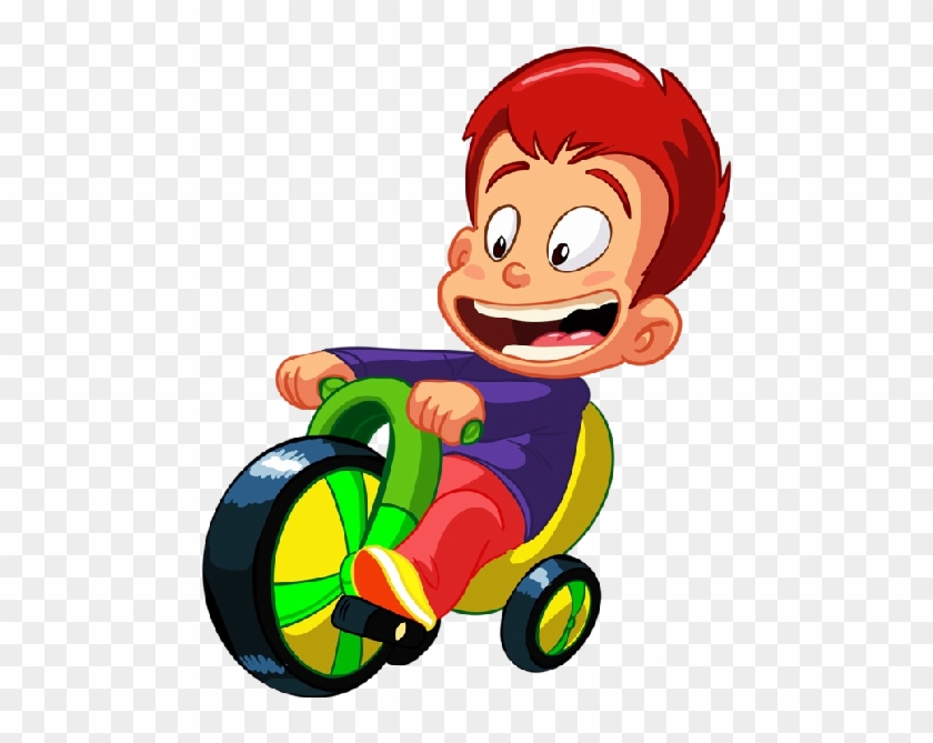 Boy On Bicycle Cute Baby And Animal Pictures - Baby Bike Cartoon Png #1118385