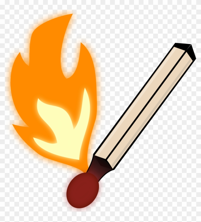 Burning Matchstick In Color - Clip Art #1119227