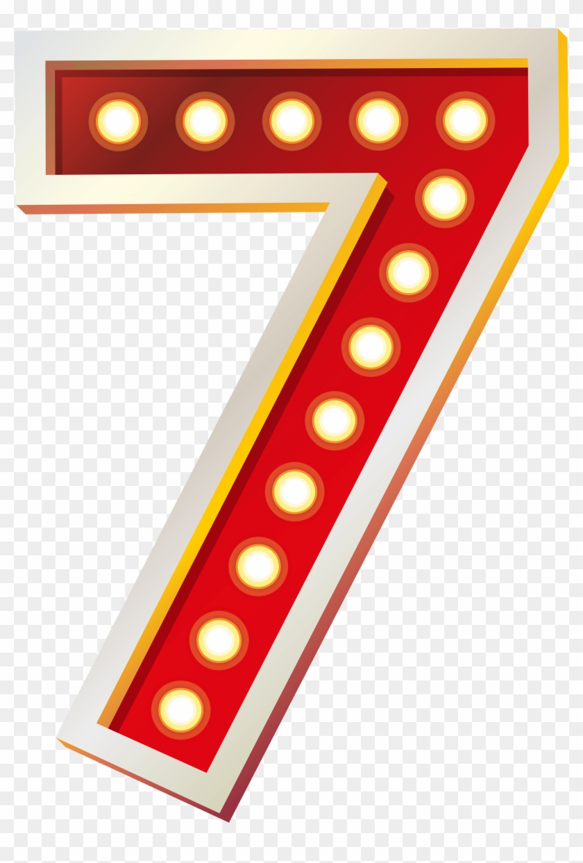 Red Number Seven With Lights Png Clip Art Image - Number Seven Png #1119417