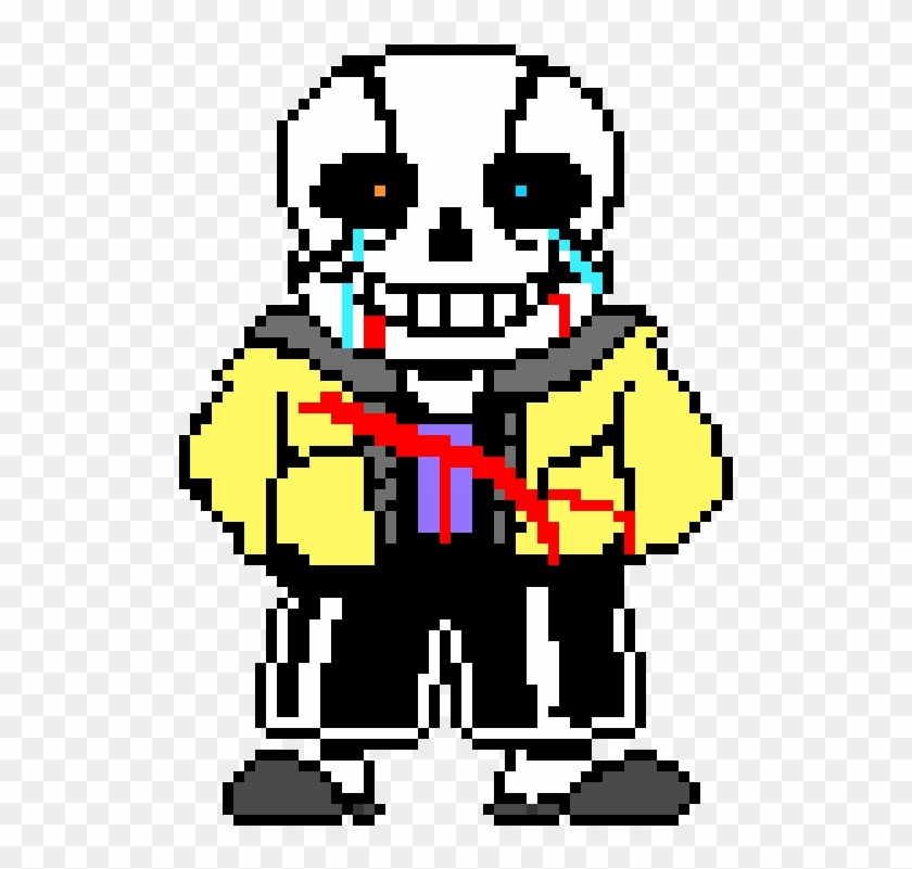 Sad Defeated Hero Sans - Sans Pixel Art Grid #1120084