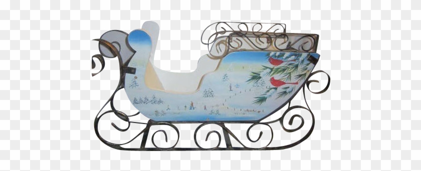 Hand Painted Wood And Metal Sleigh With Winter Scenes - Dragon Boat #1120212