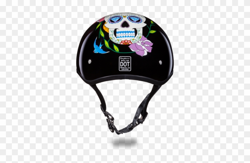 Daytona Sugar Skull Design Womens Dot Skull Cap Motorcycle - Daytona Sugar Skull Design Womens Dot Skull Cap Motorcycle #1120329