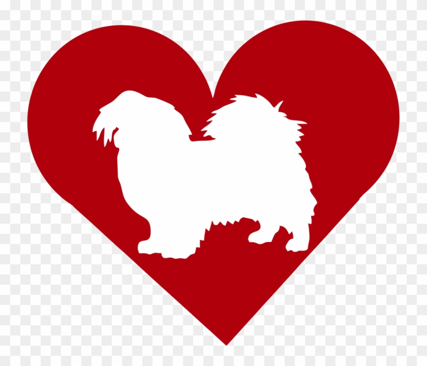 Tibetan Spaniel In Heart Outdoor Vinyl Silhouette - Tibetan Spaniel #1120380