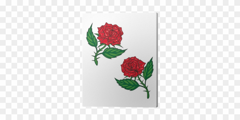 Cuadro En Lienzo Dos Rosas Rojas - Roses Rouges Dessin #1120459