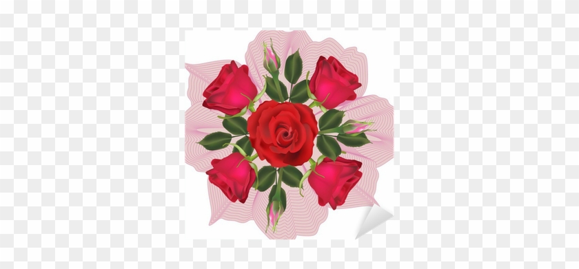 Bunch Of Five Red Roses Isolated On White Sticker • - Five Red Roses #1120532