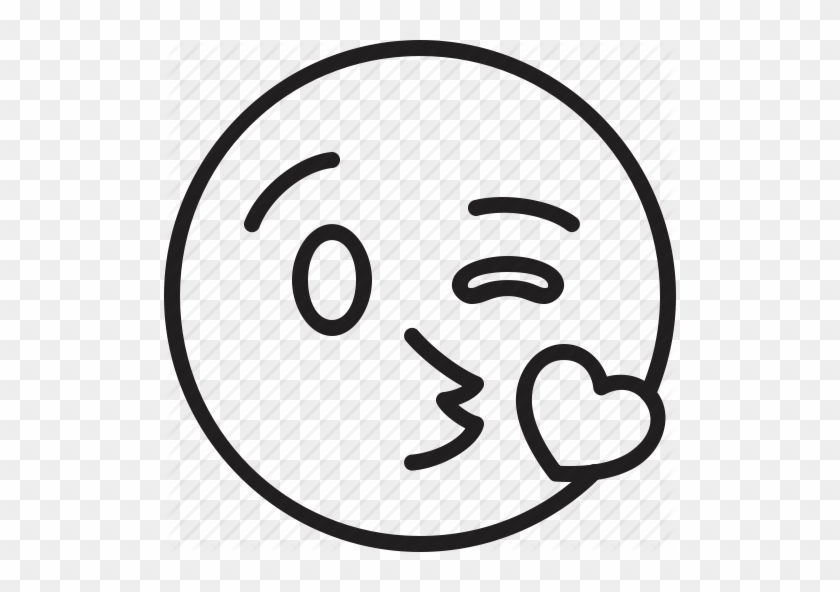 Drawn Kissing Emoji - Black And White Kissing Emoji #1120540