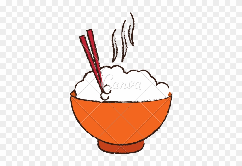 Rice Clipart Hot Rice - Bowl Of Food Drawing #1121274