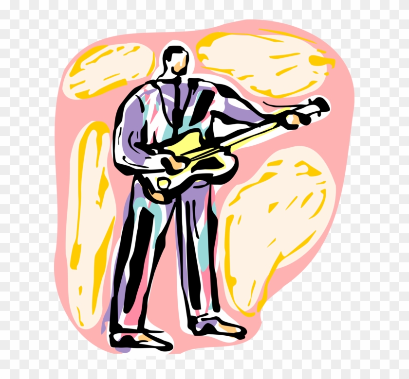 Vector Illustration Of Rock Musician Plays Electric - Vector Illustration Of Rock Musician Plays Electric #1121854