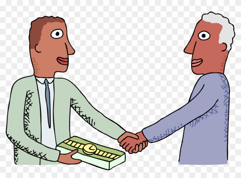 Vector Illustration Of Office Retirement, Golden Handshake - Cartoon #1121875