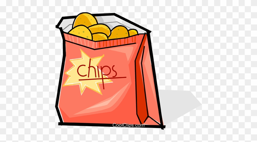Bag Of Chips Royalty Free Vector Clip Art Illustration - Junk Foods Clip Art #1121899