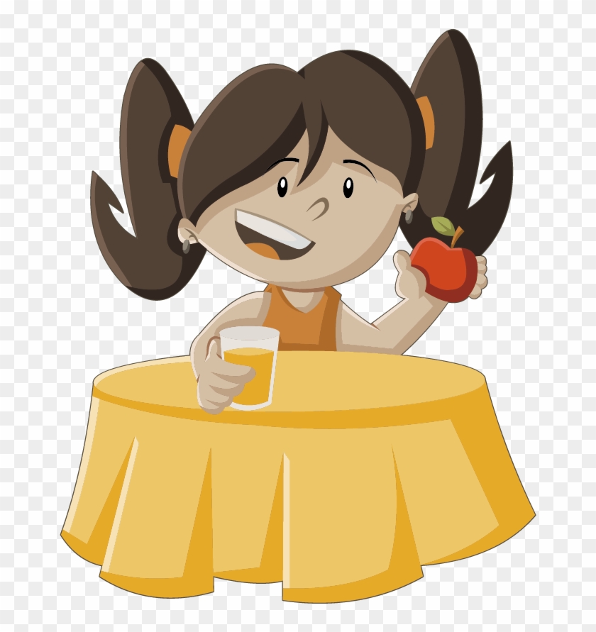 Breakfast Eating Cartoon Illustration - Cartoon Eating Girl Pic Png #1122124