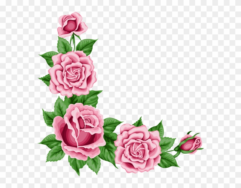 Shabby Chic Rose Clipart 5 By Karen - Roses Corner Border Png #1122166