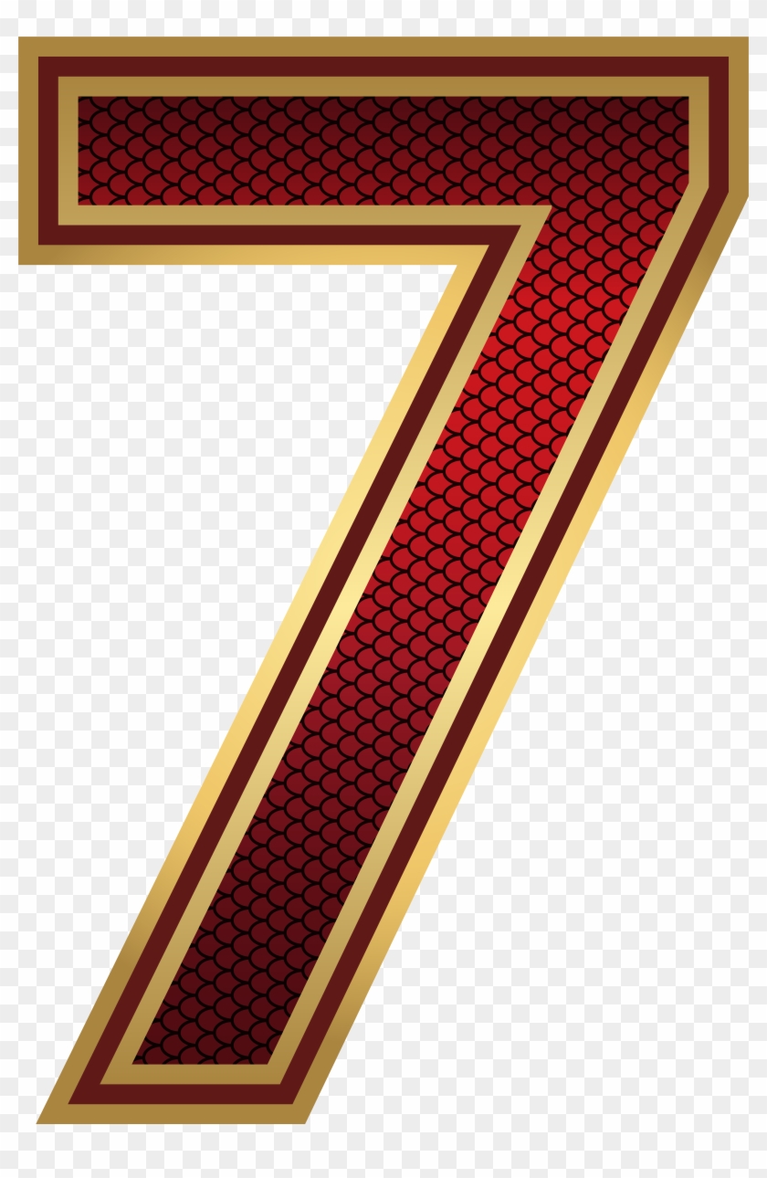 Red And Gold Number Seven Png Image - Seven Number Png #1122410
