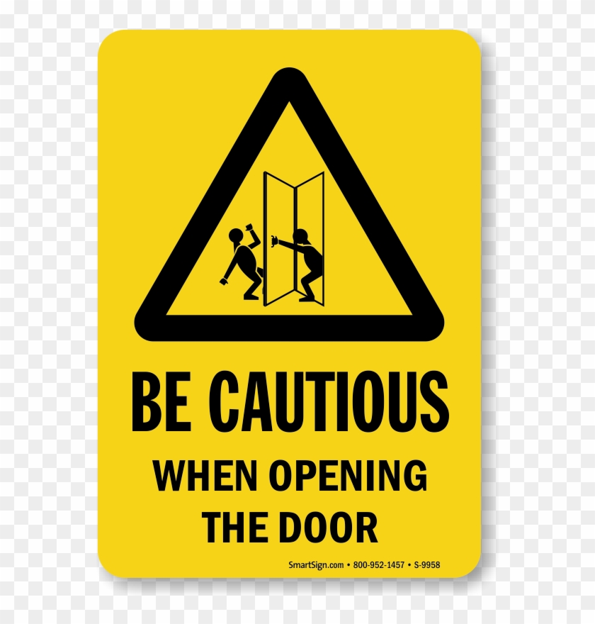 Zoom, Price, Buy - Caution Door Opens Outward Sign #1122471