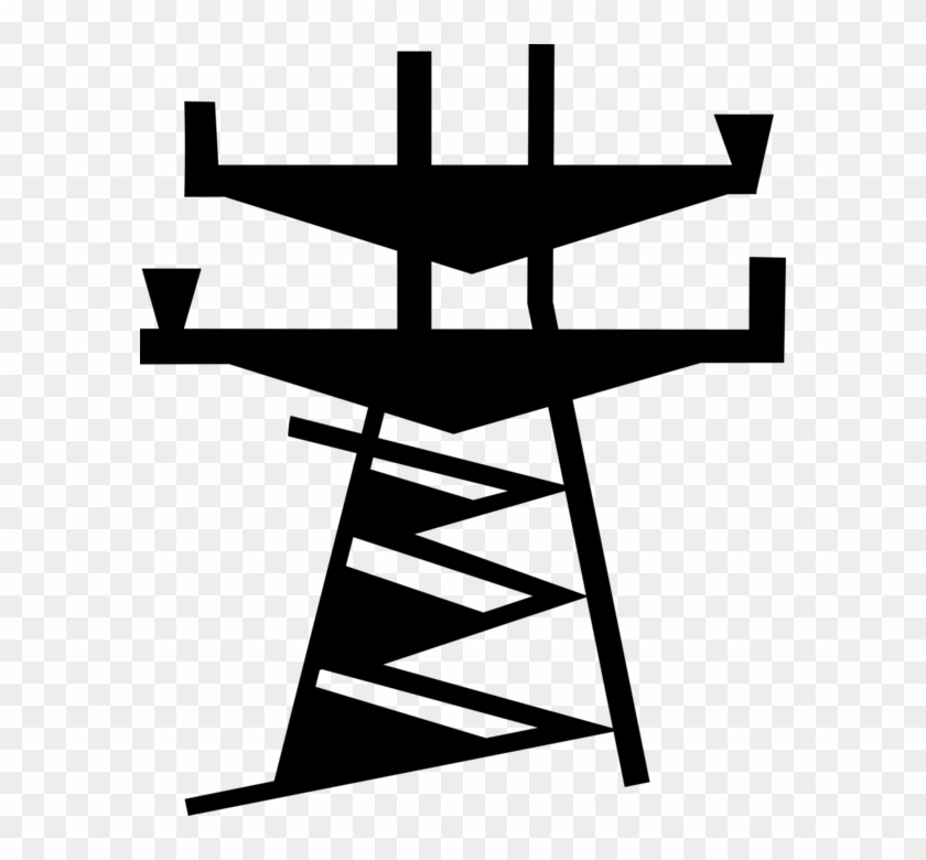 Vector Illustration Of Transmission Tower Carries Electrical - Vector Illustration Of Transmission Tower Carries Electrical #1122553