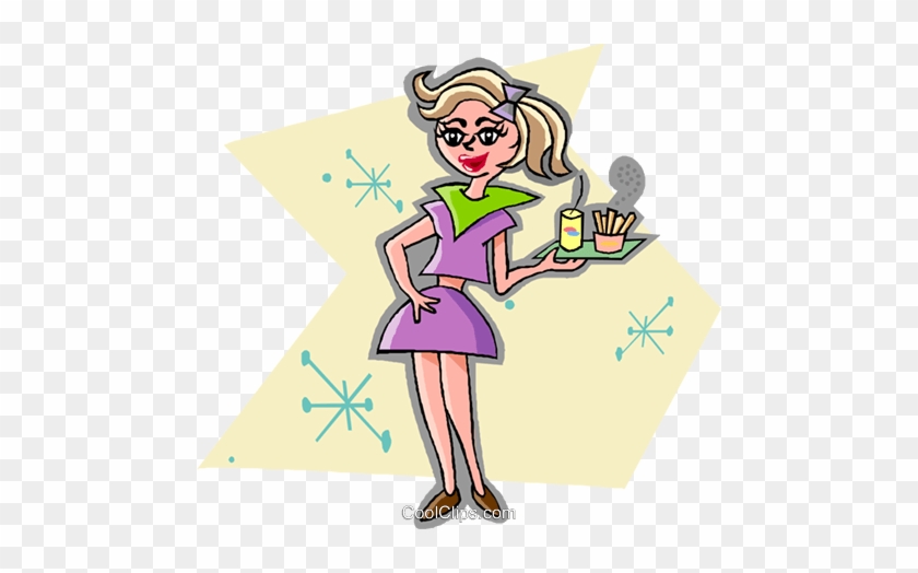 Waitress Royalty Free Vector Clip Art Illustration - Waitress Clipart #1122709