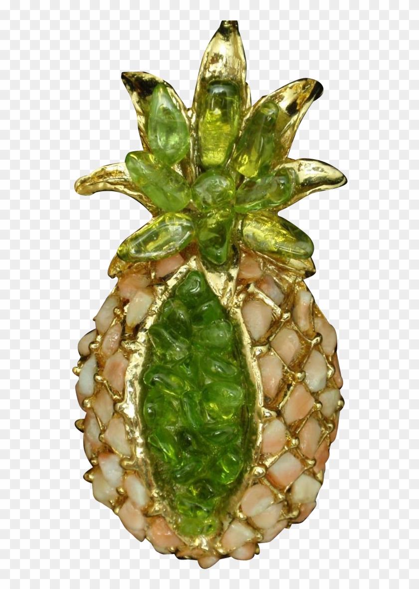Pineapple Fruit Pin Vintage Hawaii Peridot Shell - Fruit #1122764