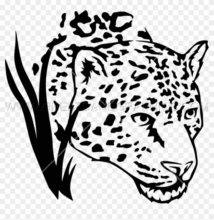 Jaguar In Grass - Jaguar Black And White Png #1123138