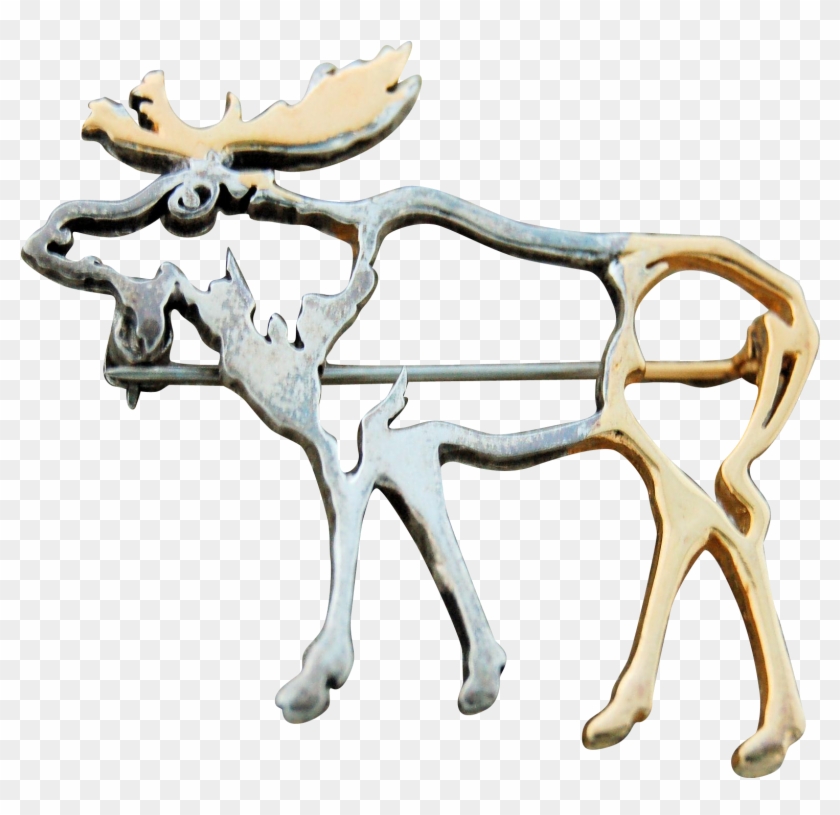 Sterling Silver Moose Brooch Pin By Brandon Williams - Reindeer #1123285