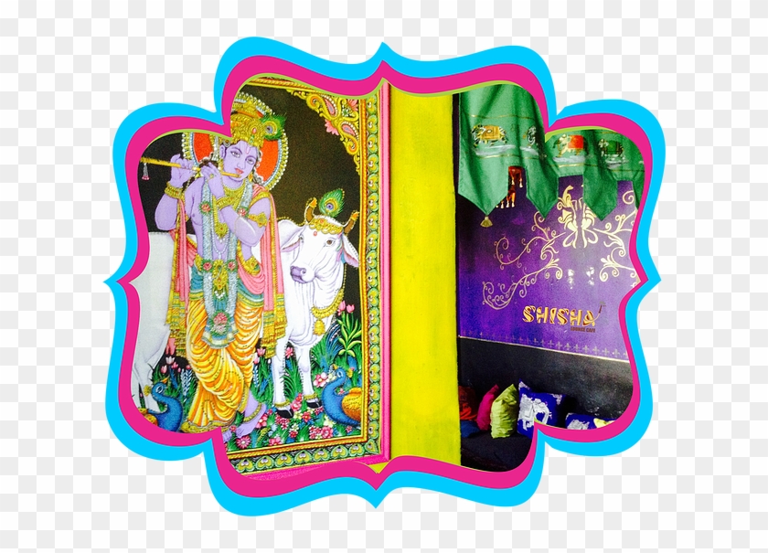 Shisha Lounge Cafe - Lord Krishna Indian Decor Cotton Tapestry Poster Size #1124410