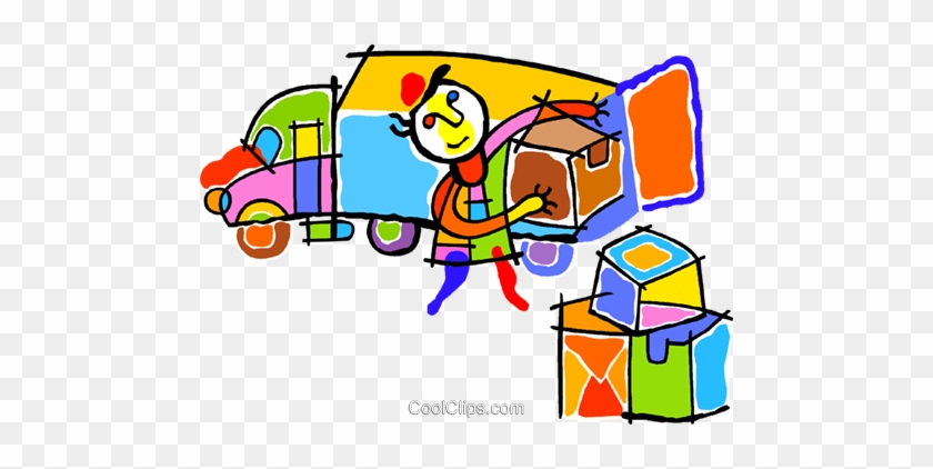 Trucker Unloading Cargo Royalty Free Vector Clip Art - Clip Art #1124807