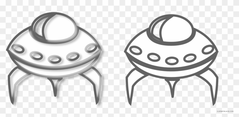 Spaceship Outline Transportation Free Black White Clipart - Alien Spaceship Coloring Pages #1125188