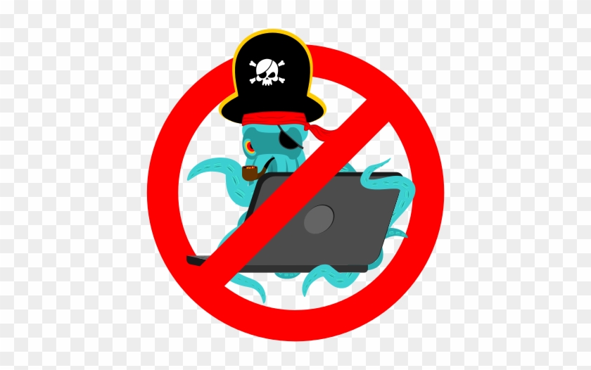 Stop Web Pirate Octopus And Laptop - Pirate #1125691