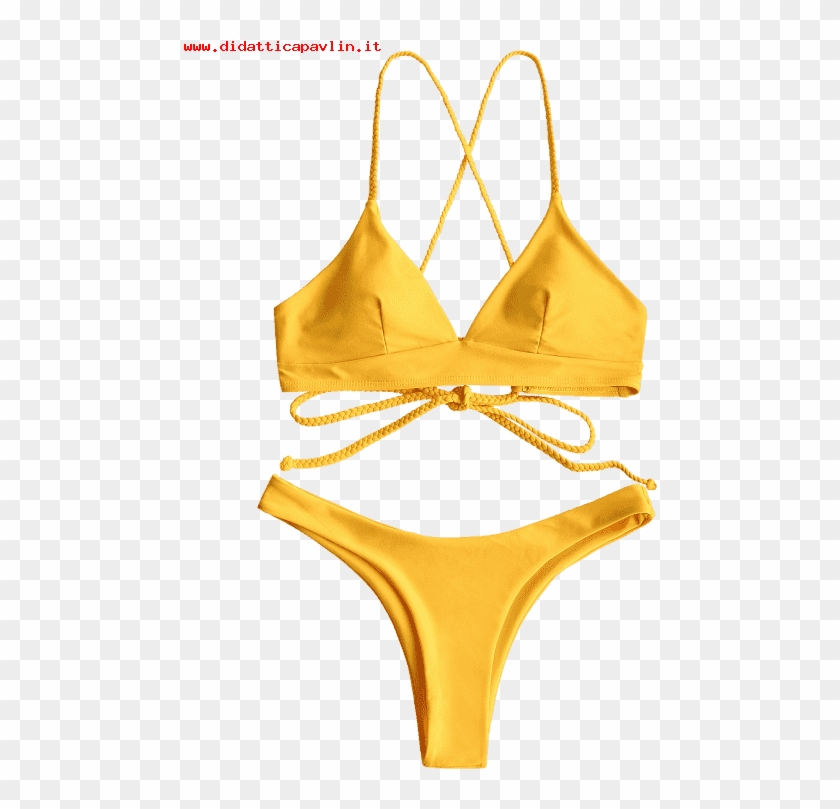 Bikini Da Donna Spaghetti Straps Elastico Bikini Con - H And M Mustard Bikini #1125882