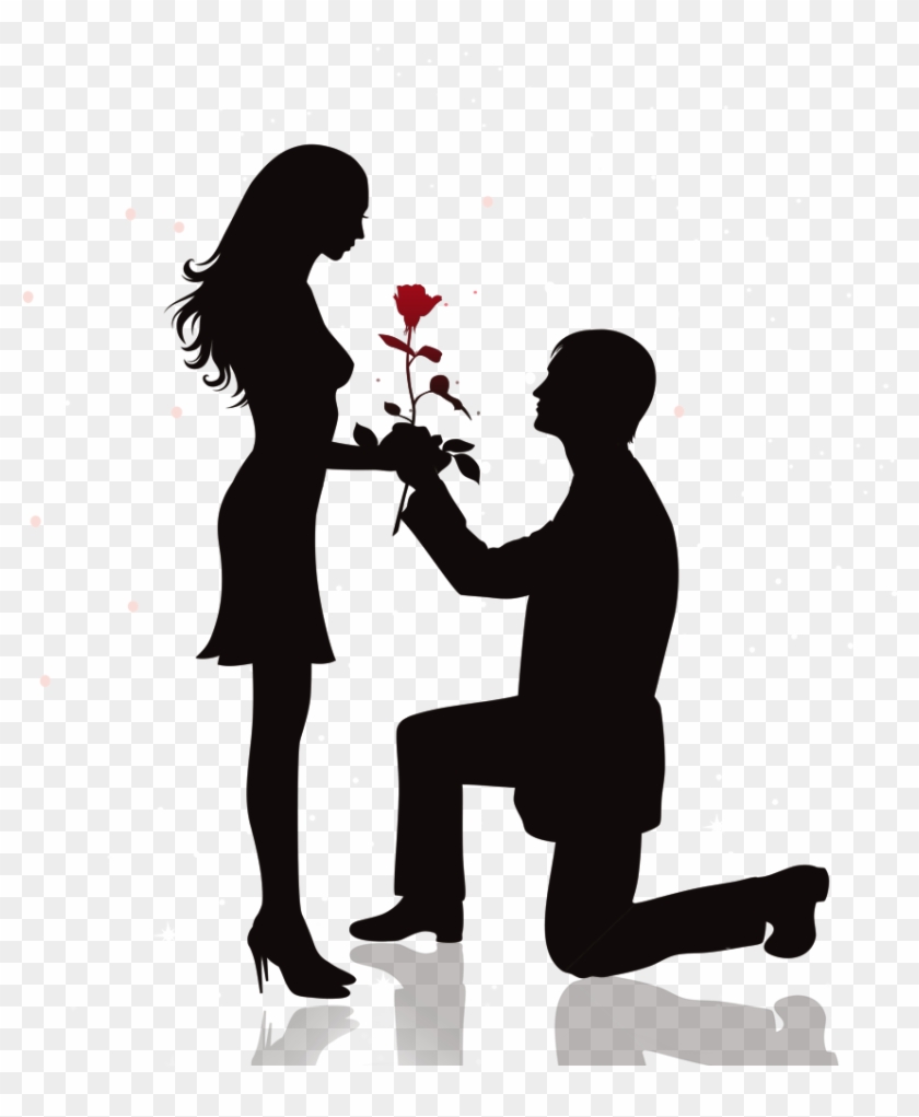 Silhouette Clip Art - Boy And Girl Propose - Free Transparent PNG ...