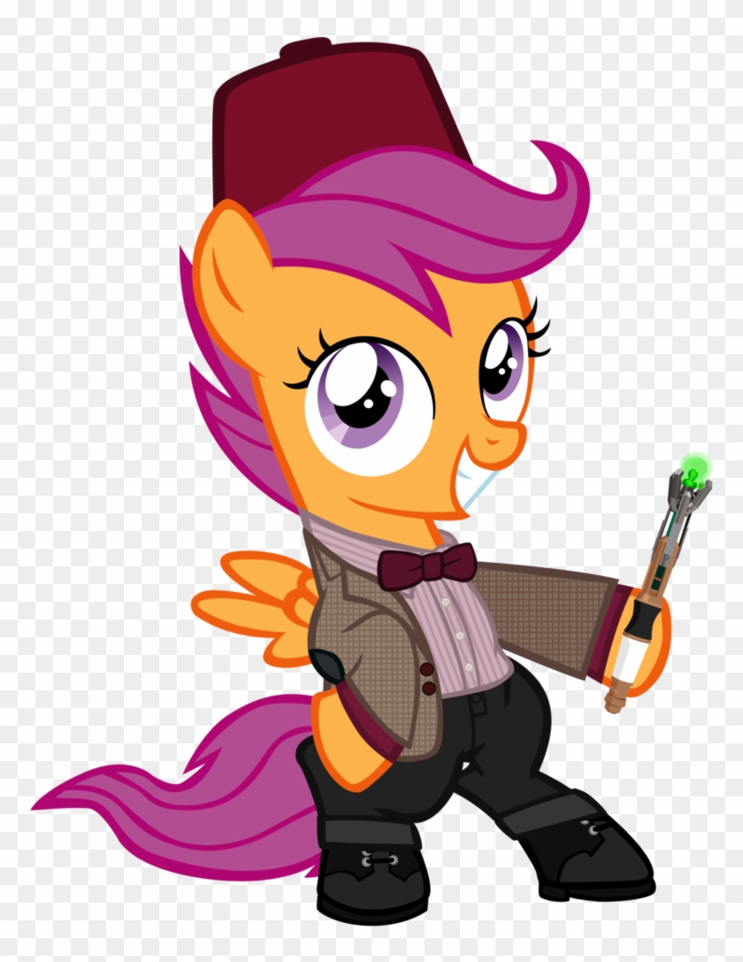 Scootaloo As The 11th Doctor By Cloudyglow - Scootaloo As The 11th Doctor V-neck Tees #1126832