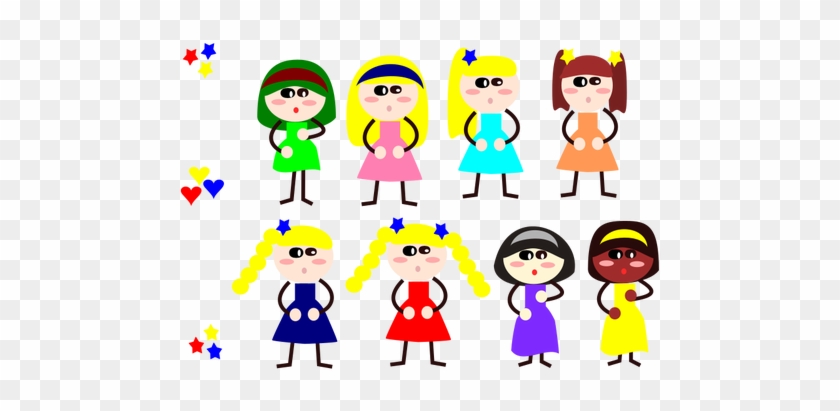 Meninas Dos Desenhos Animados Em Vestidos Diferentes - Cartoon #1126868