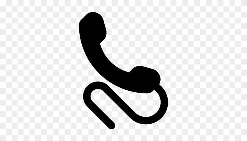 Phone Symbol Of Auricular With Cord Vector - Phone Symbol Vector #1126911