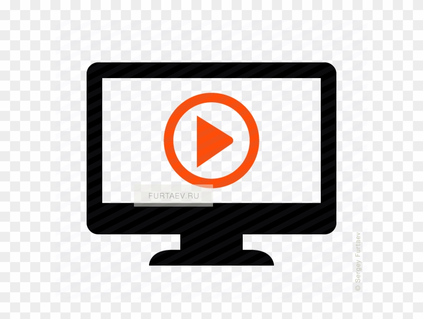 Vector Icon Of Desktop Computer With Play Button On - Vector Graphics #1126971