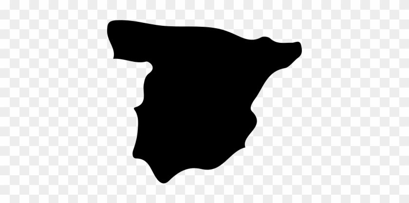 Spain Country Map Black Shape Vector - Icono Mapa España #1127030