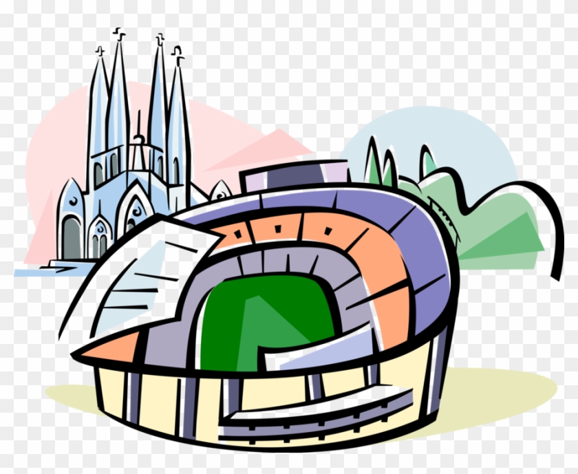 Vector Illustration Of Camp Nou New Field Football - Barcelona Stadium Clipart #1127059