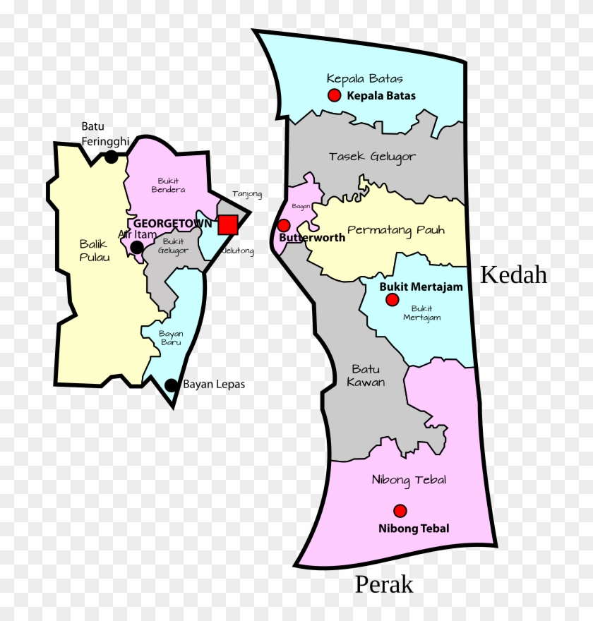 Medium Image Pulau Pinang District Map Free Transparent Png Clipart