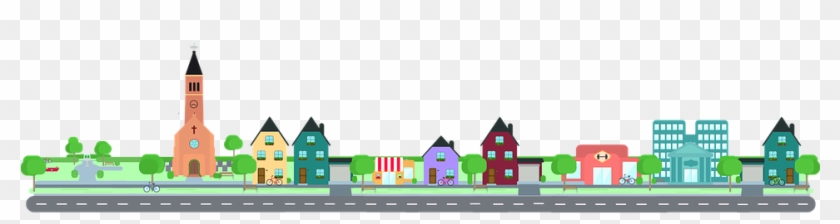 Traffic Clipart City Community - Small Town Skyline Png #1128076