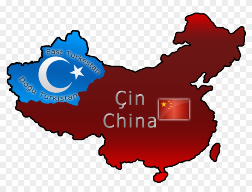 Flag Map Of East Turkestan By Llmatako - East Turkestan Flag Map #1128429