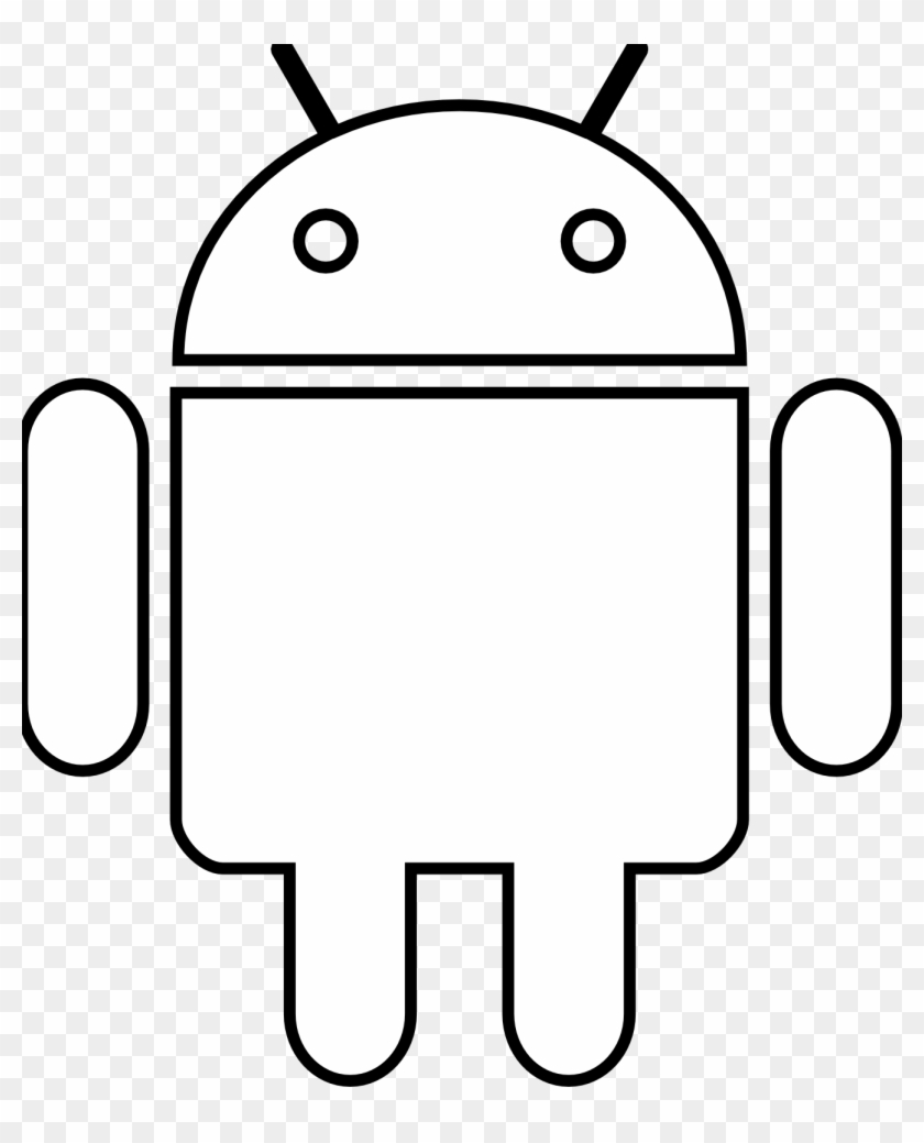 Android Robot Black White Line Art Scalable Vector - Android Logo White Svg #1128453