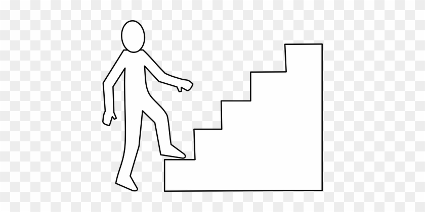 Staircase Stairs Climb Up Man Staircase St - Stairway Clipart White #1128456