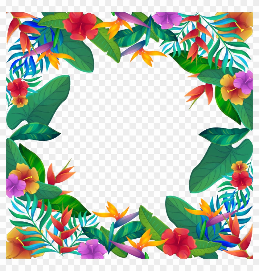 Vector Tropical Flowers - Moldura De Flores Tropicais #1128774